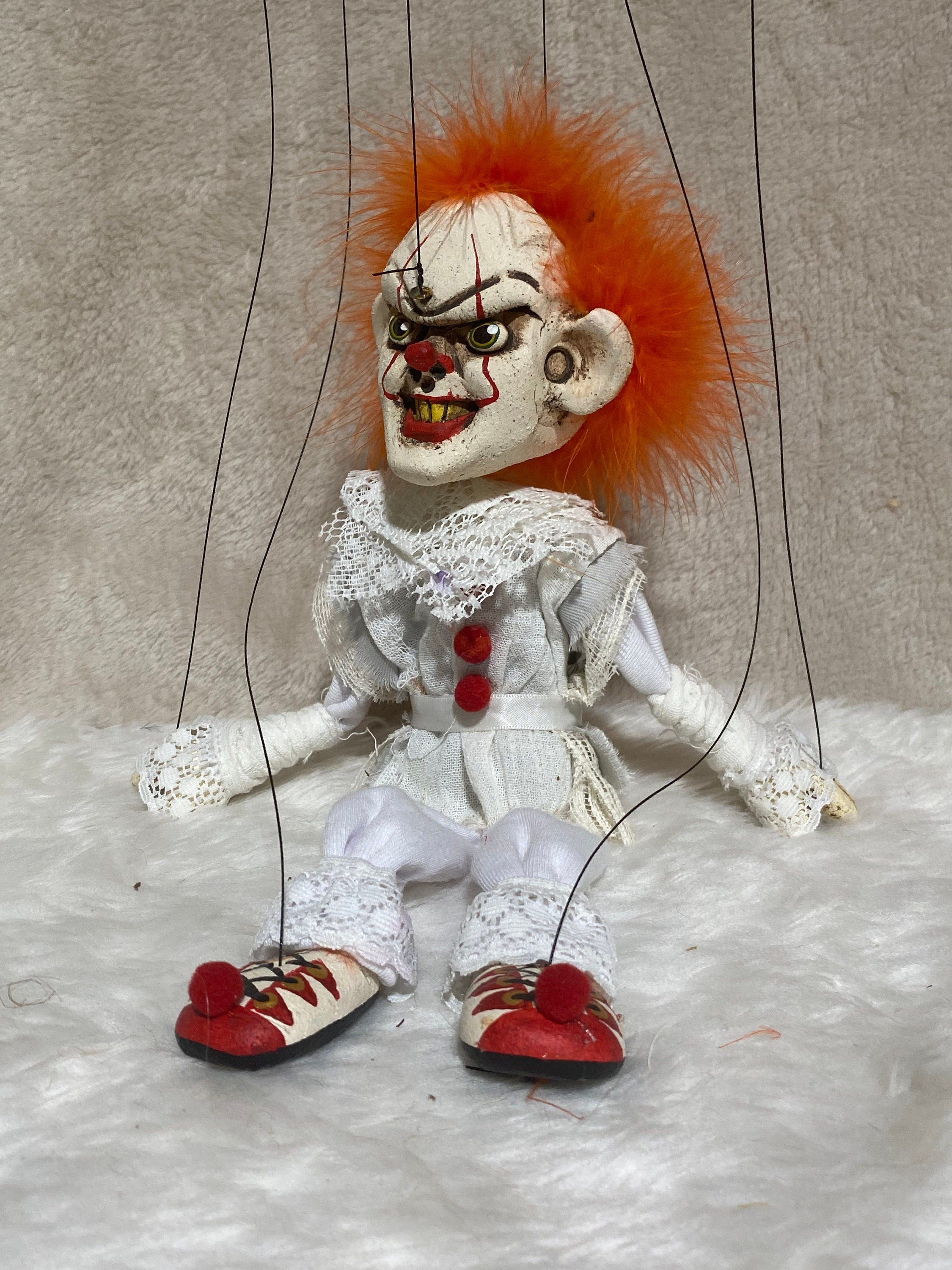 Pennywise from "It"- OOAK Marionette Puppet Handmade By The Squeaking Tribe