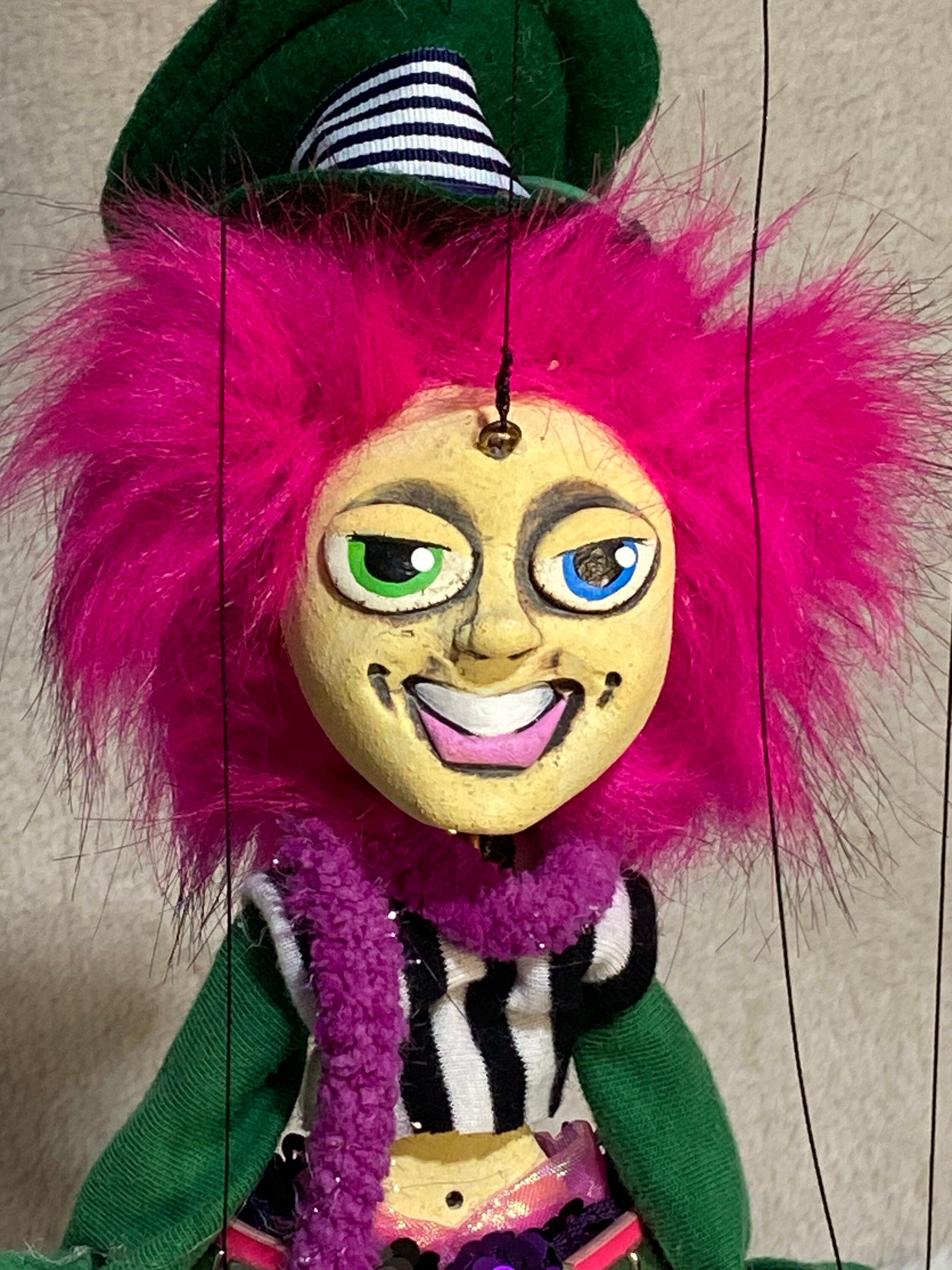 Miss Melania - Rainbow Mad Hatter Marionette