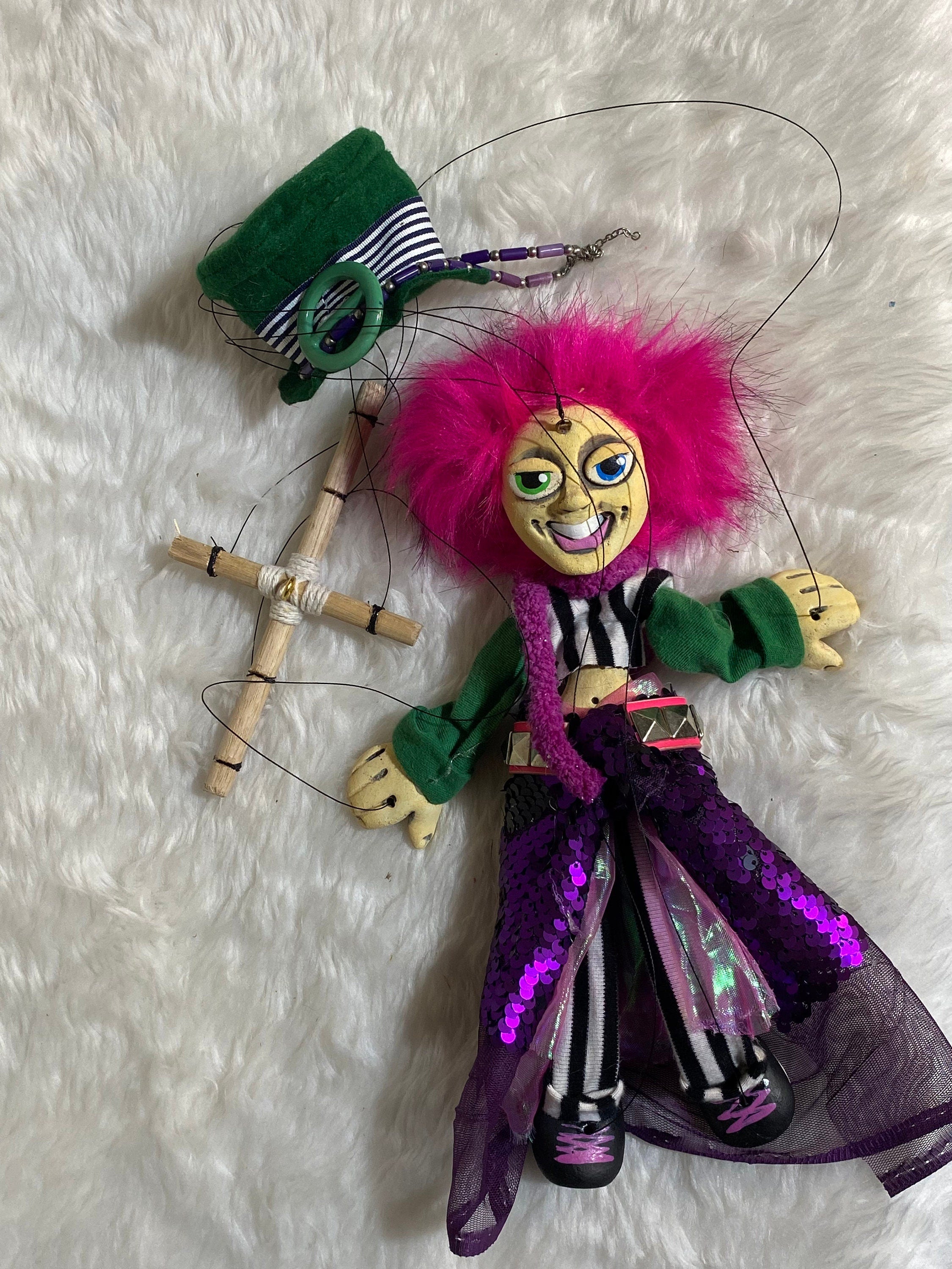 Miss Melania - Rainbow Mad Hatter Marionette