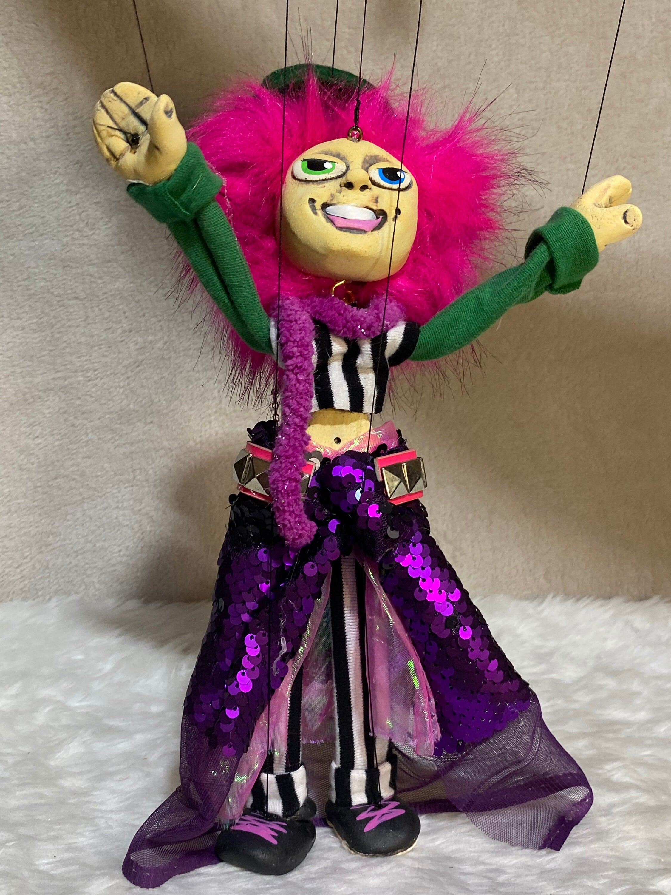 Miss Melania - Rainbow Mad Hatter Marionette