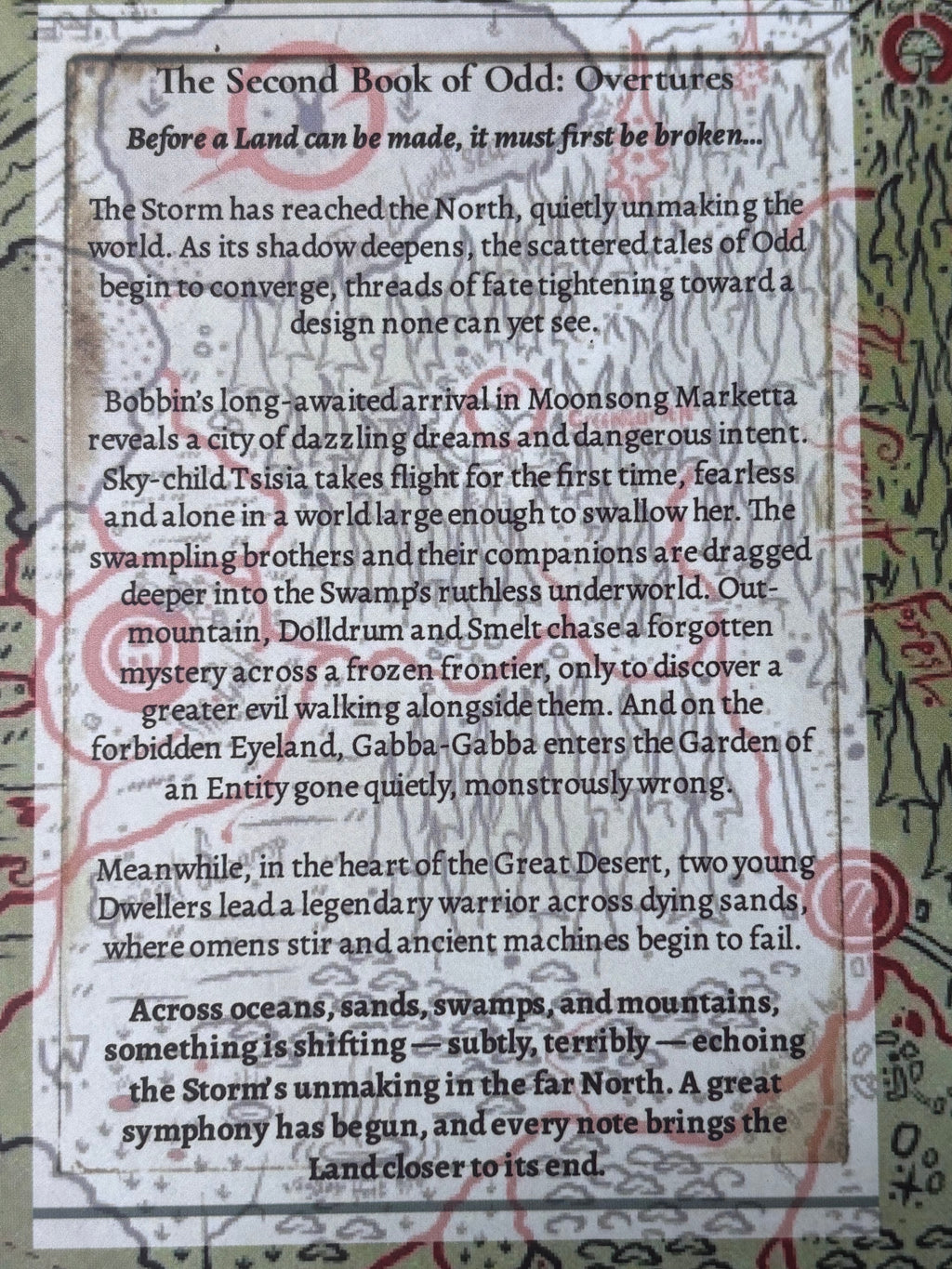 Text overlay on a vintage map with decorative elements