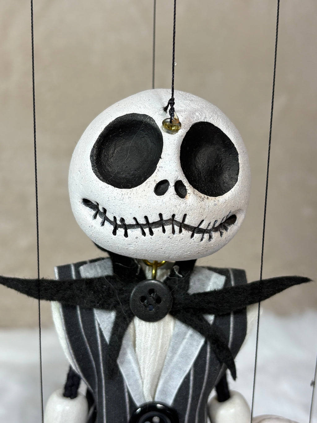Jack Skellington puppet close-up - premium Tim Burton character marionette

