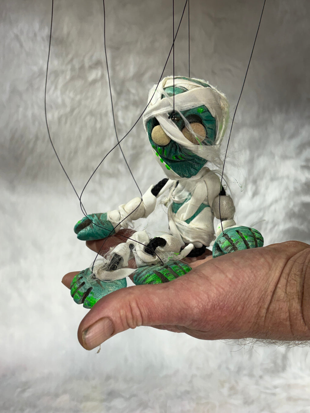 Tab the Mummy -UV Marionette Puppet