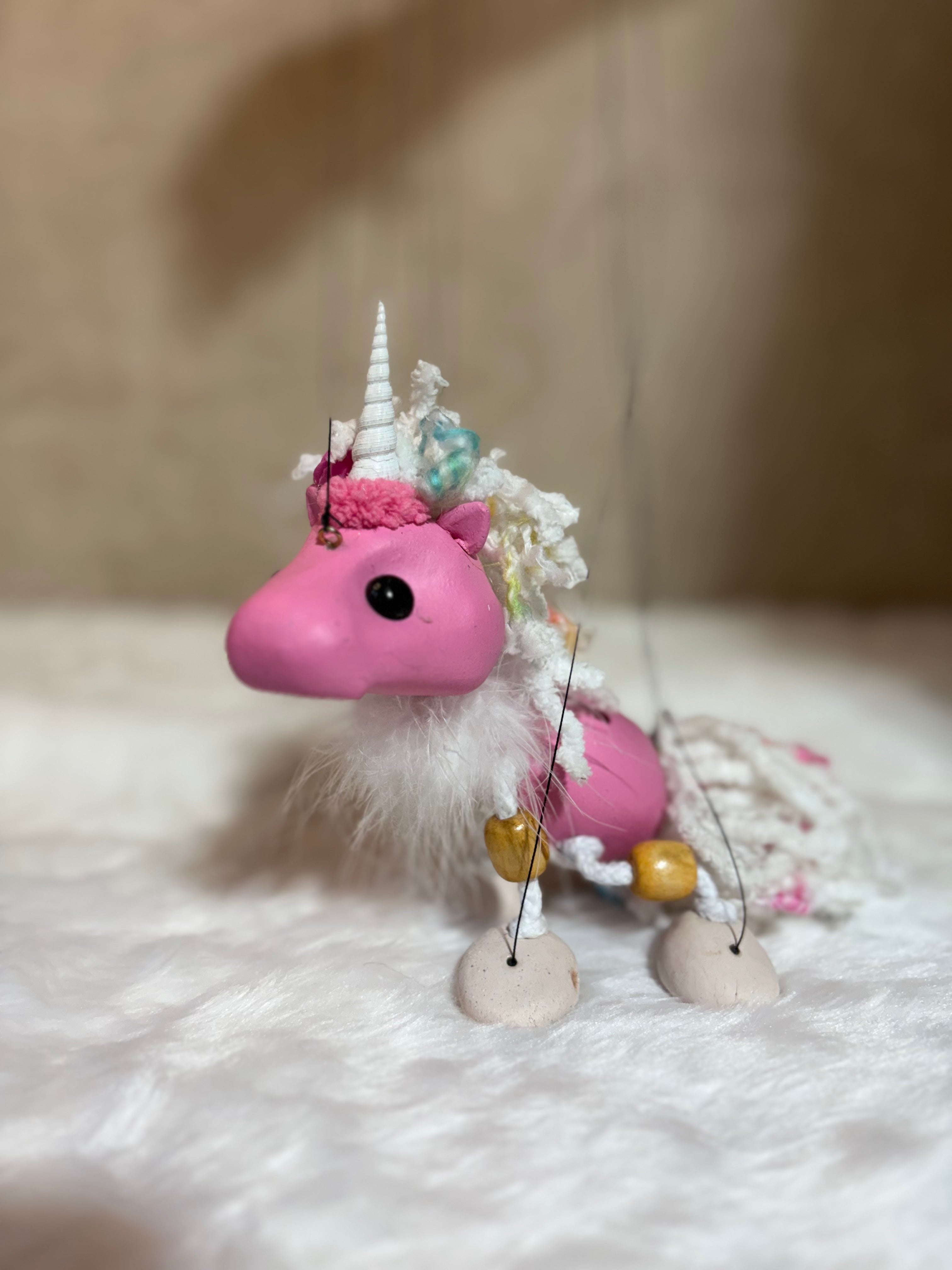 Pink Unicorn Marionette Puppet