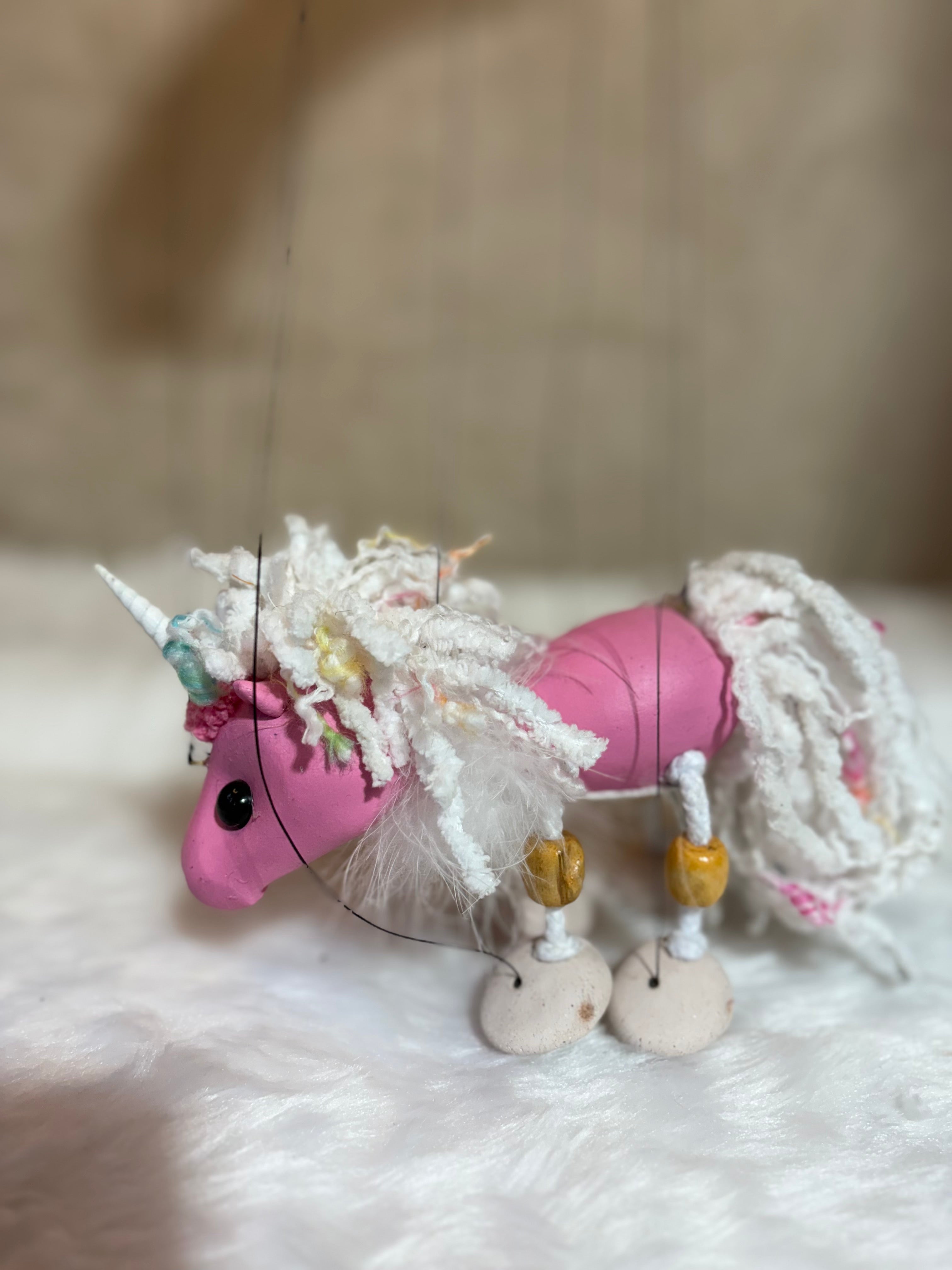 Pink Unicorn Marionette Puppet