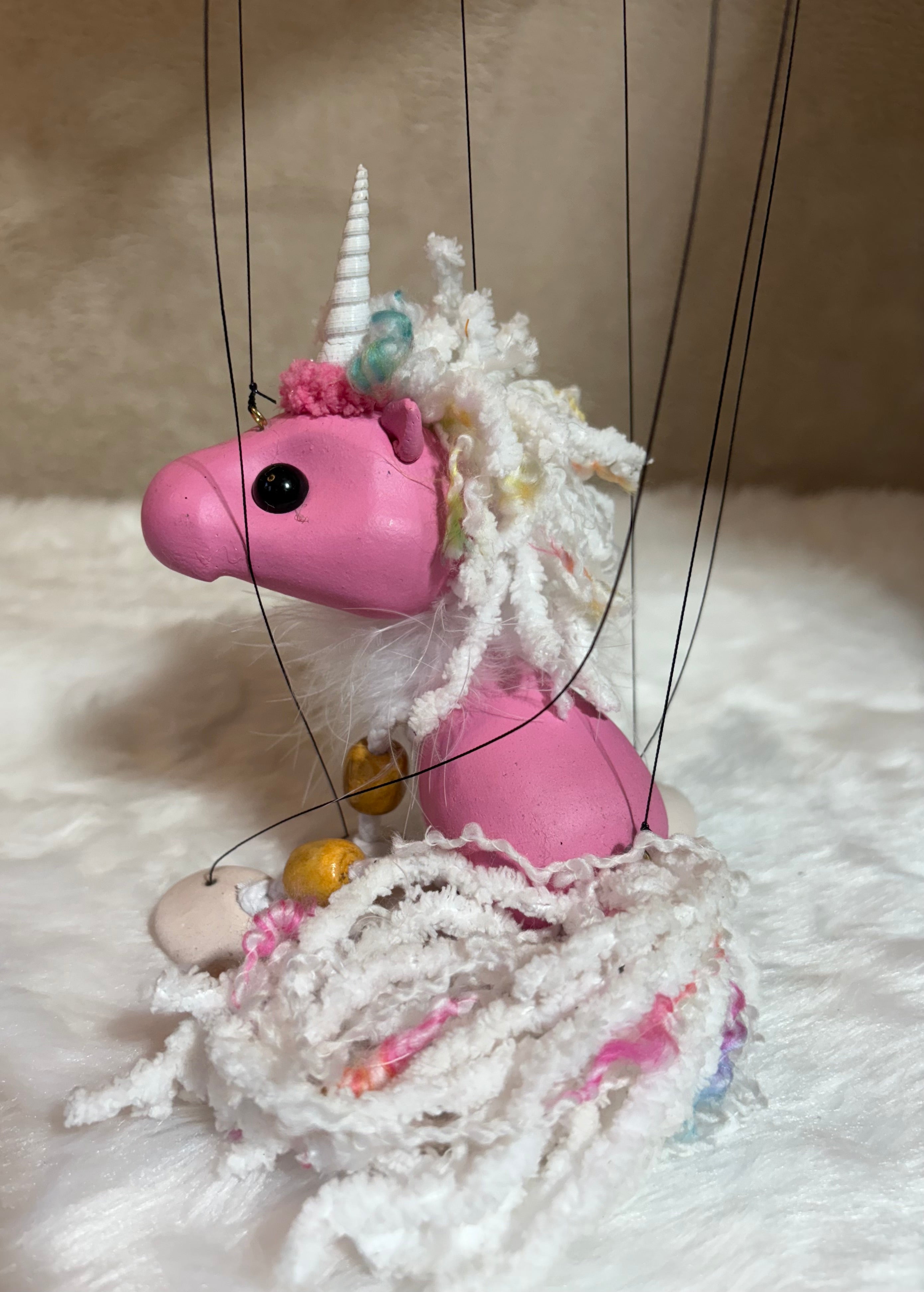 Pink Unicorn Marionette Puppet