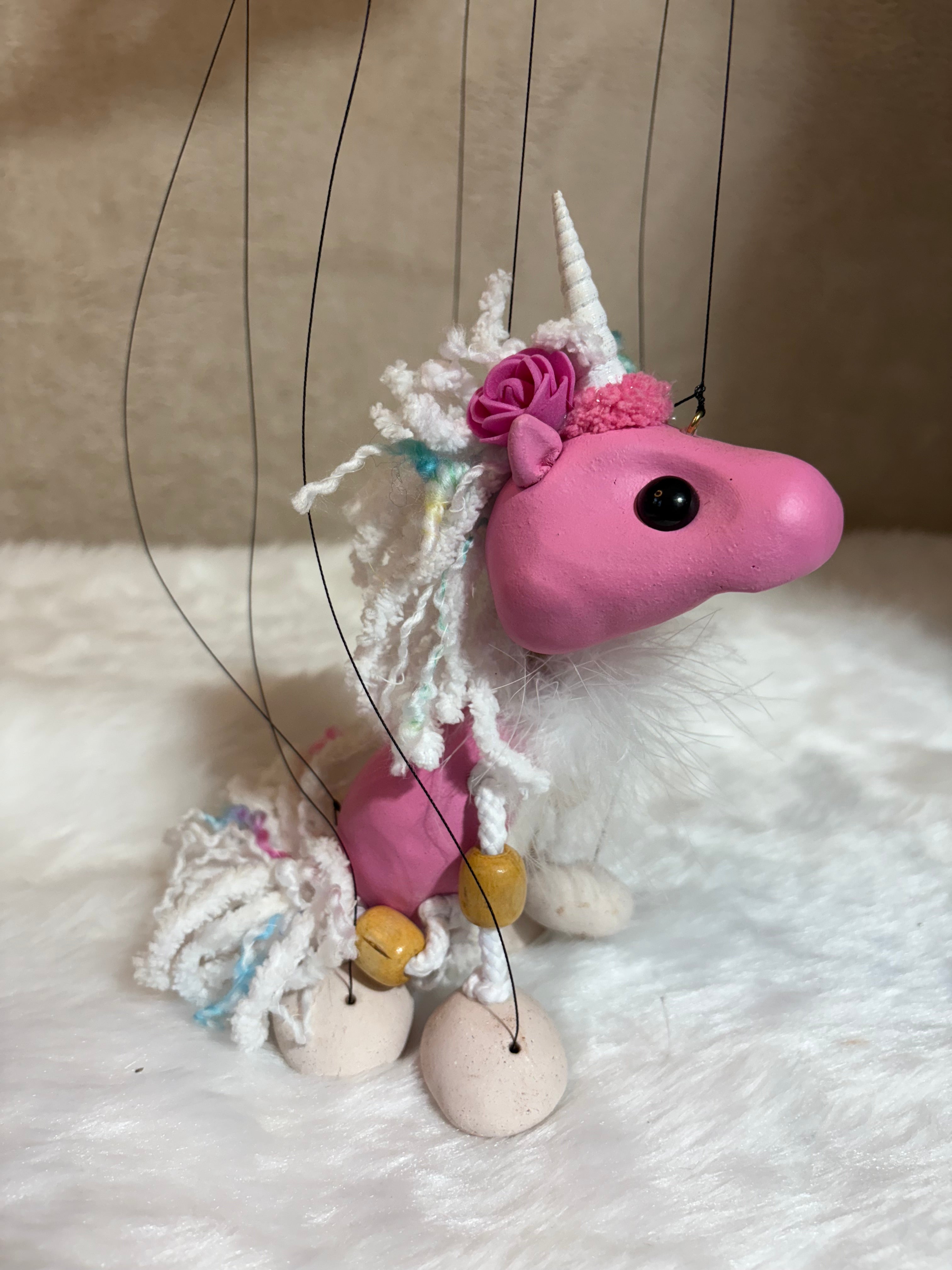 Pink Unicorn Marionette Puppet