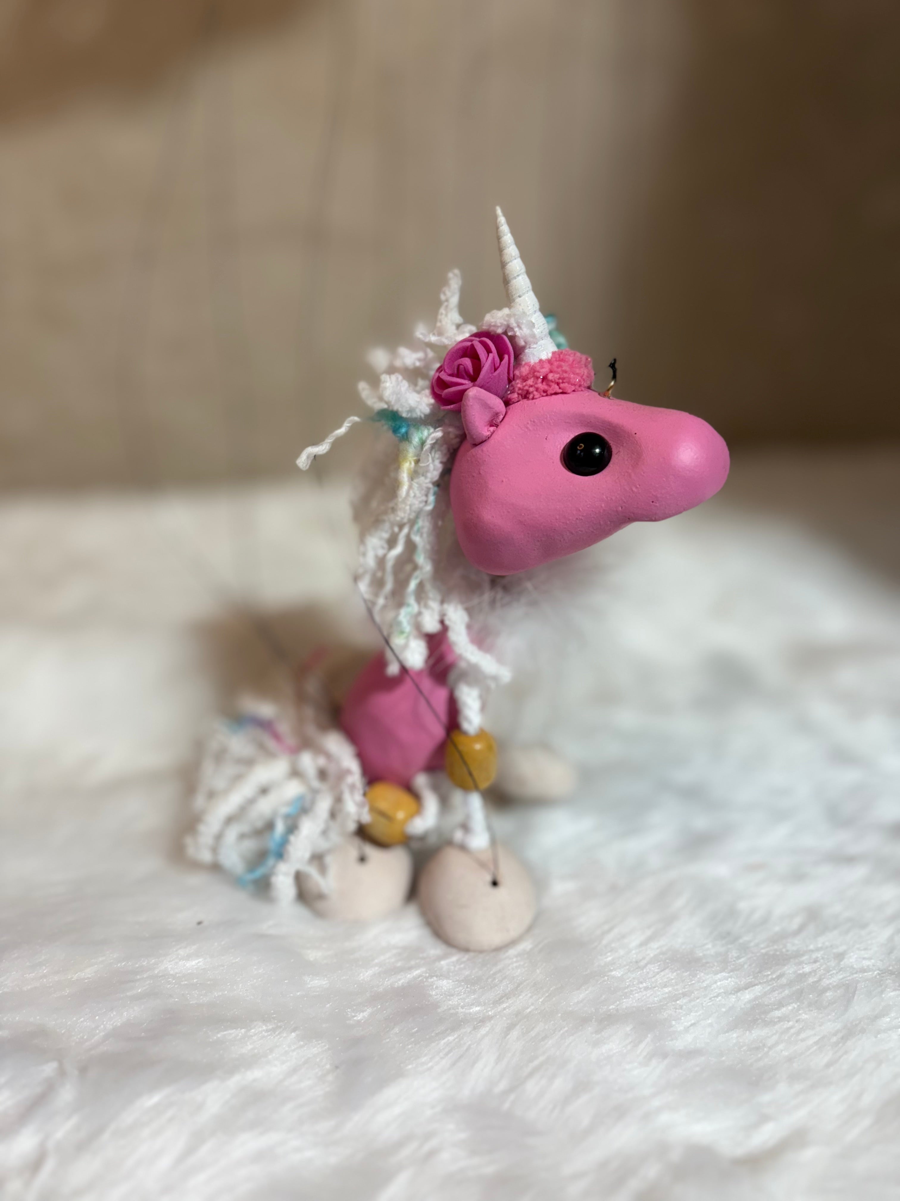 Pink Unicorn Marionette Puppet