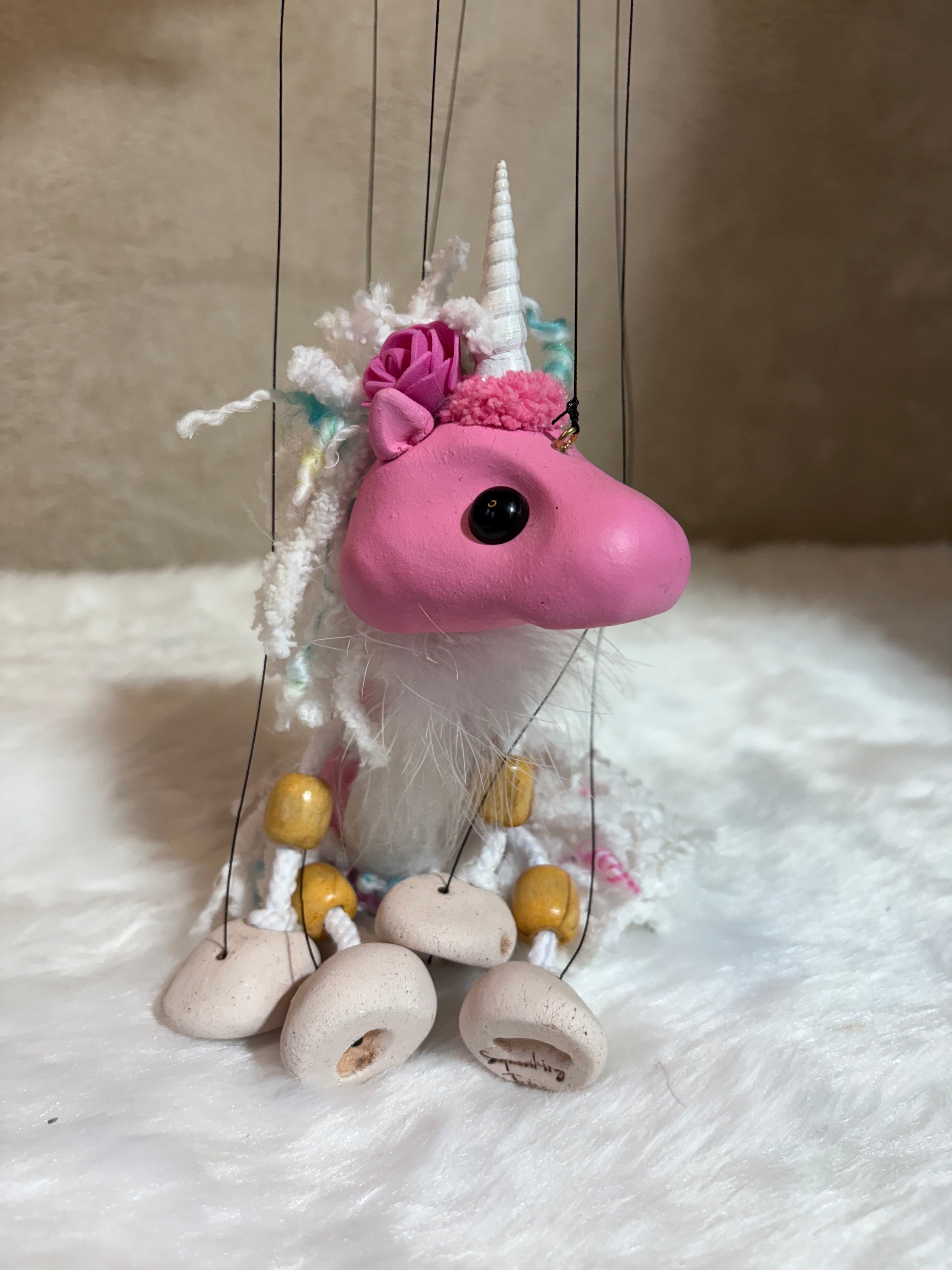 Pink Unicorn Marionette Puppet