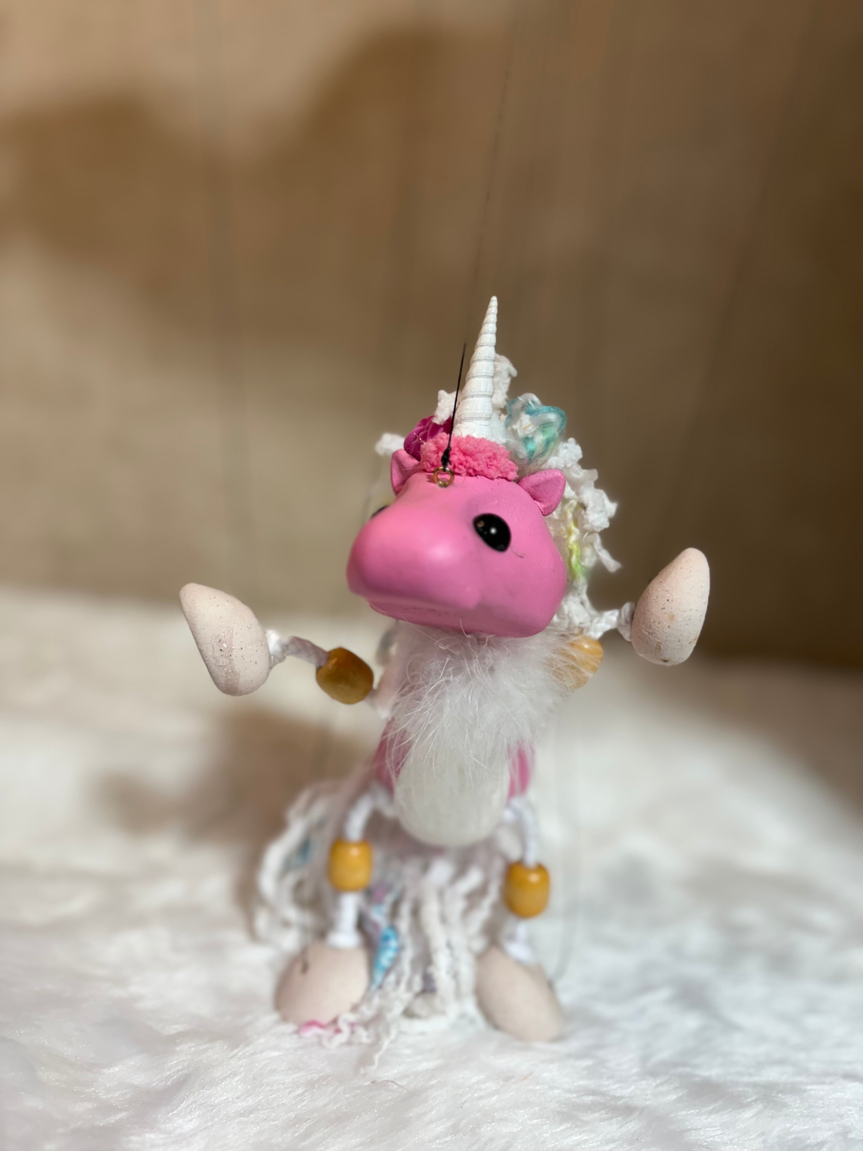 Pink Unicorn Marionette Puppet