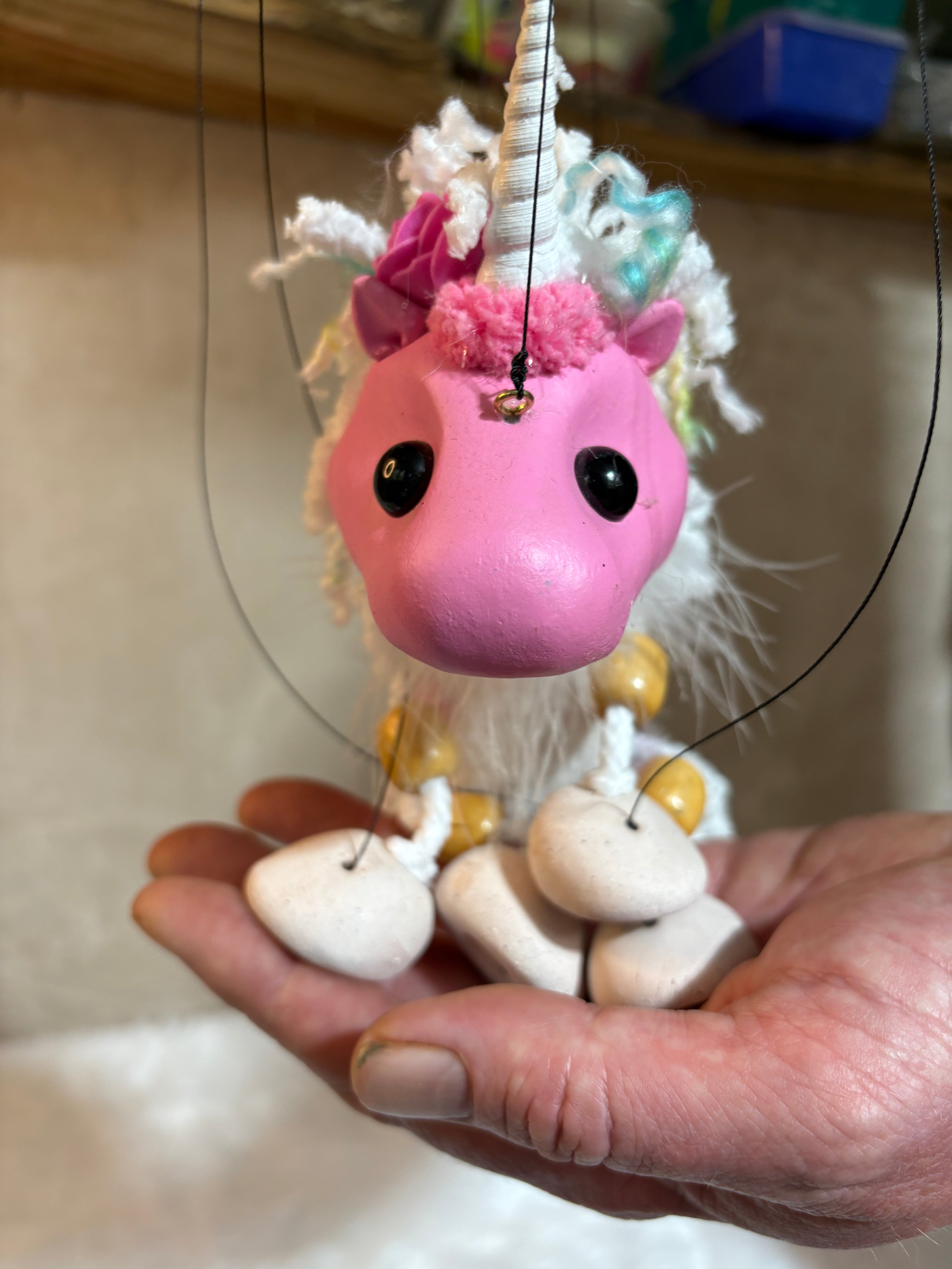 Pink Unicorn Marionette Puppet