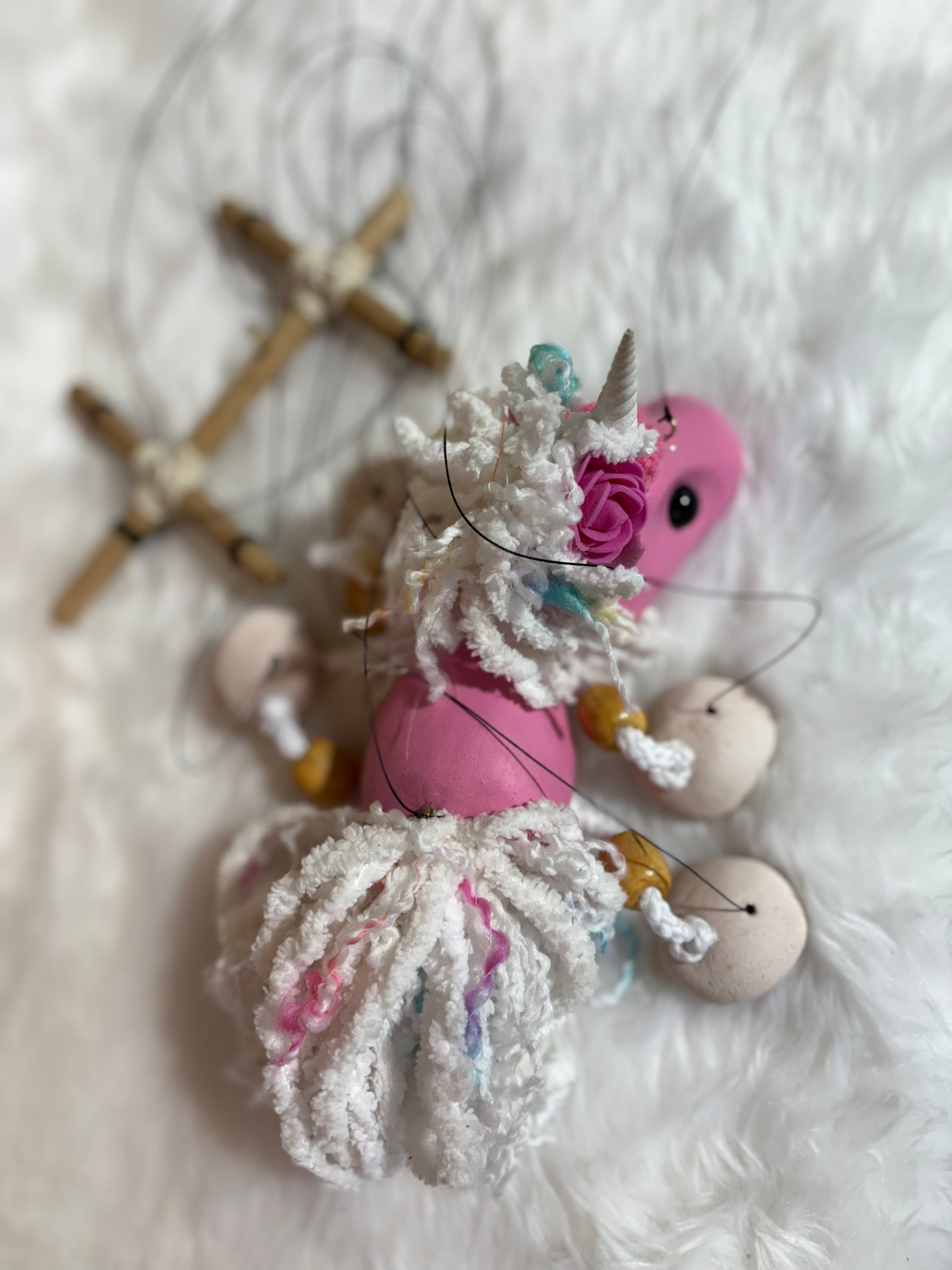 Pink Unicorn Marionette Puppet