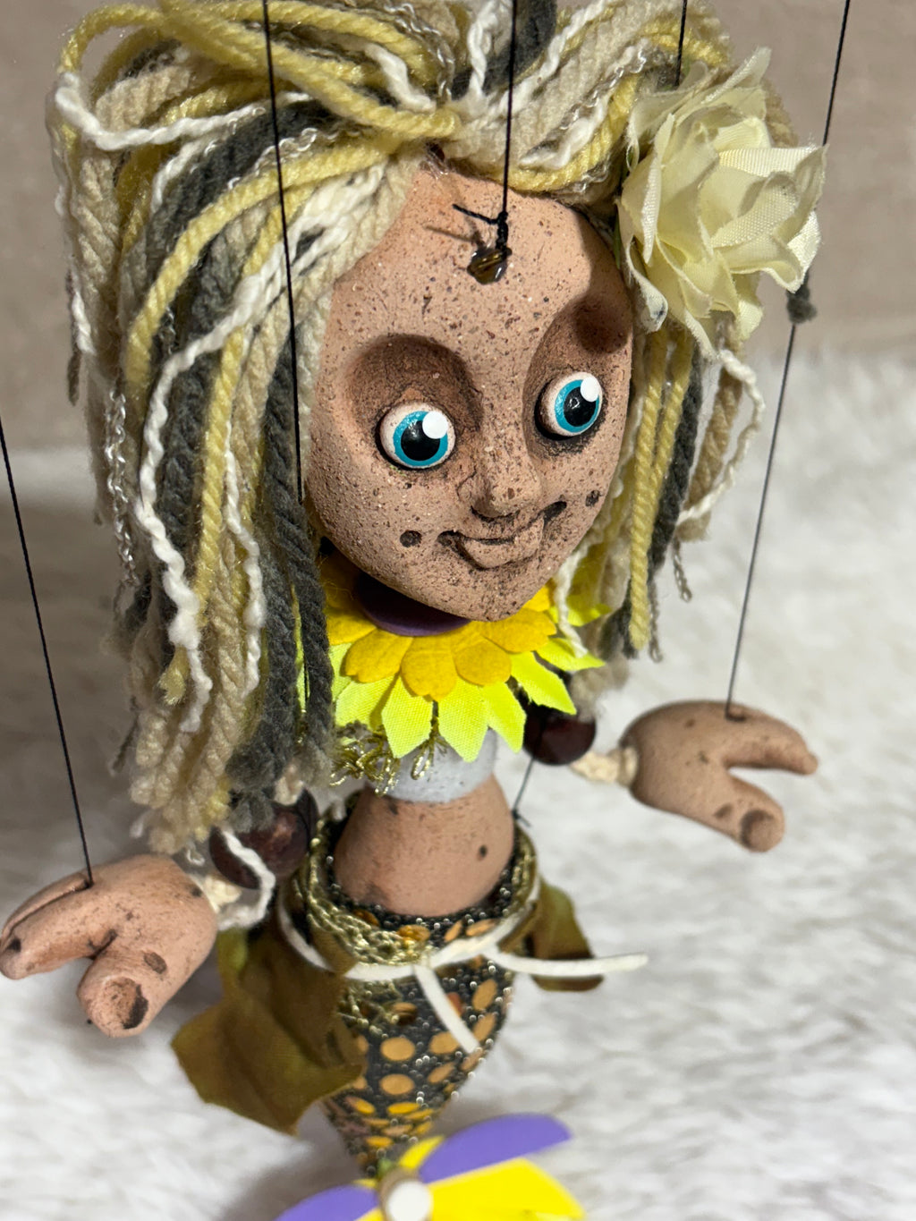 Mermaid Marionette Puppet - Handcrafted Clay Fantasy Character