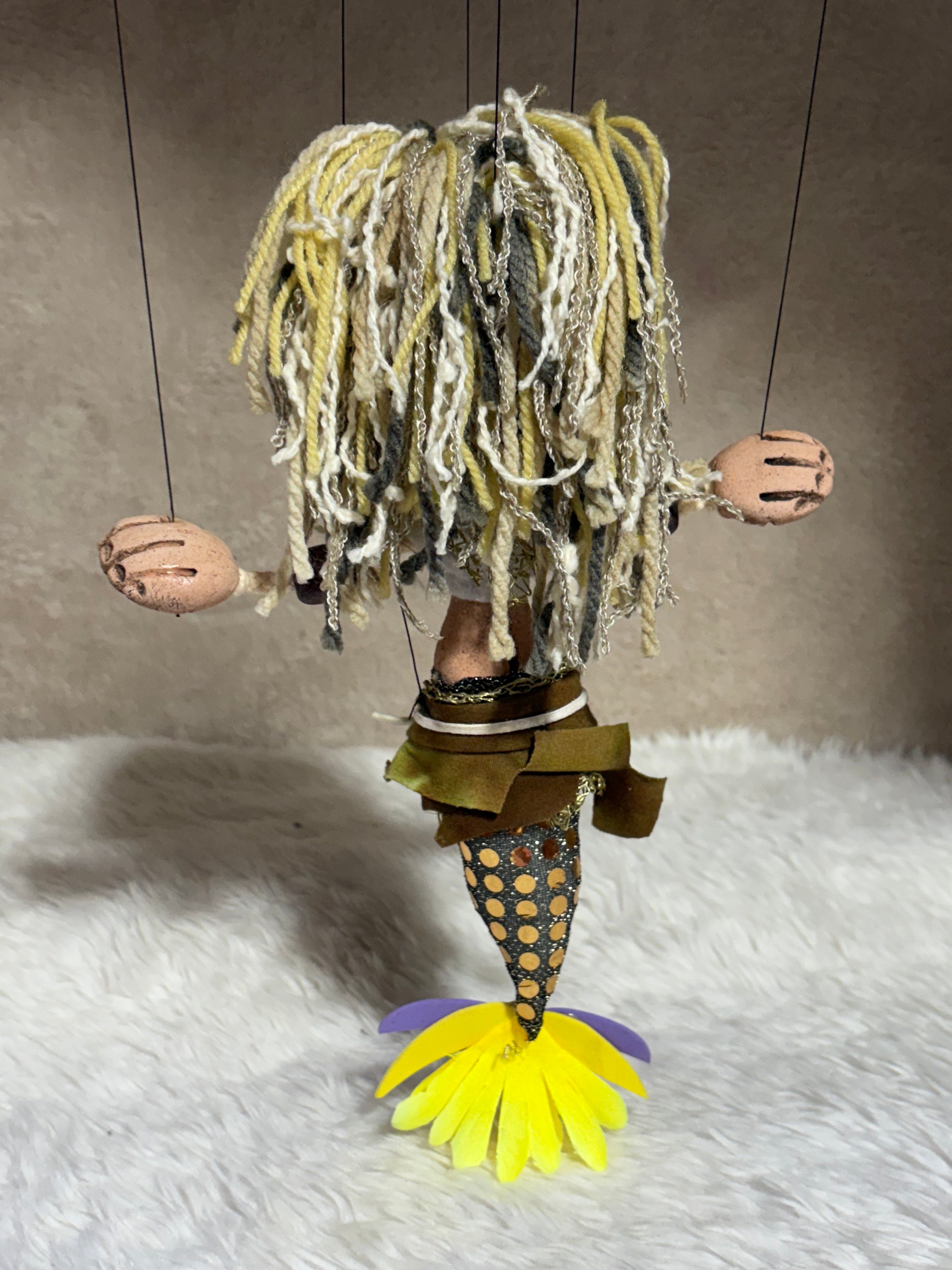 Mermaid Marionette Puppet - Handcrafted Clay Fantasy Character