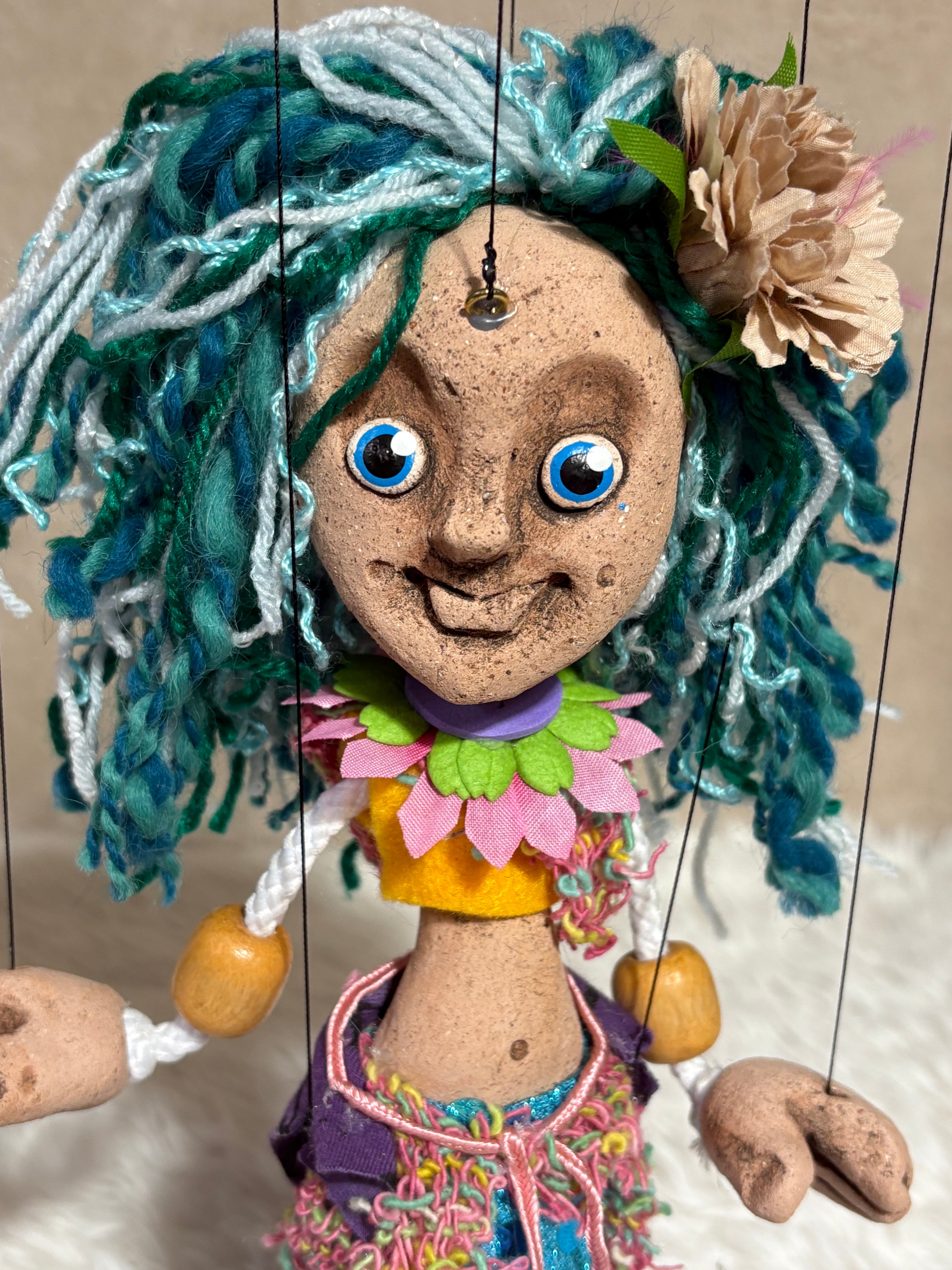 Mermaid Marionette Puppet - Handcrafted Clay Fantasy Character