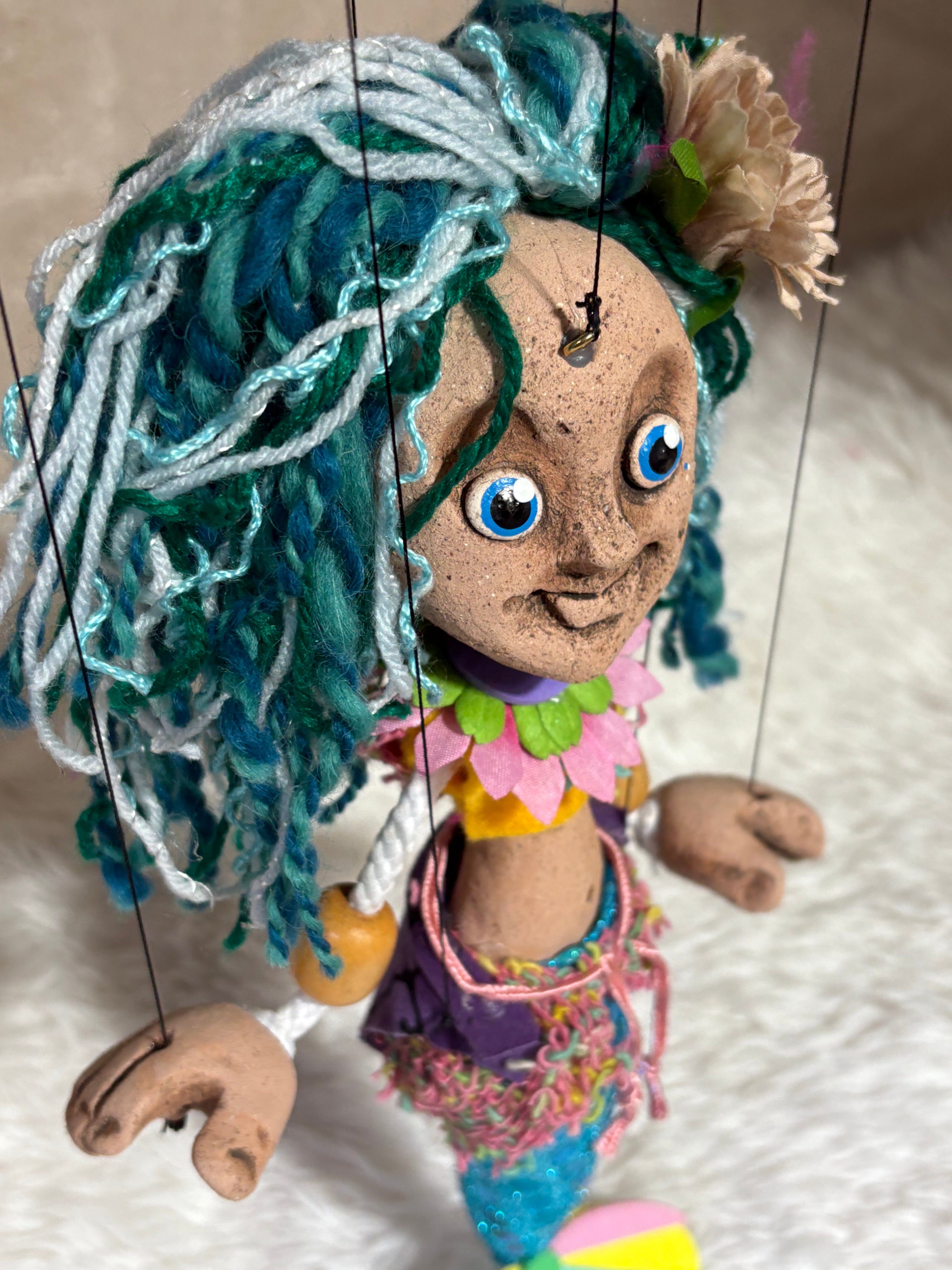 Mermaid Marionette Puppet - Handcrafted Clay Fantasy Character