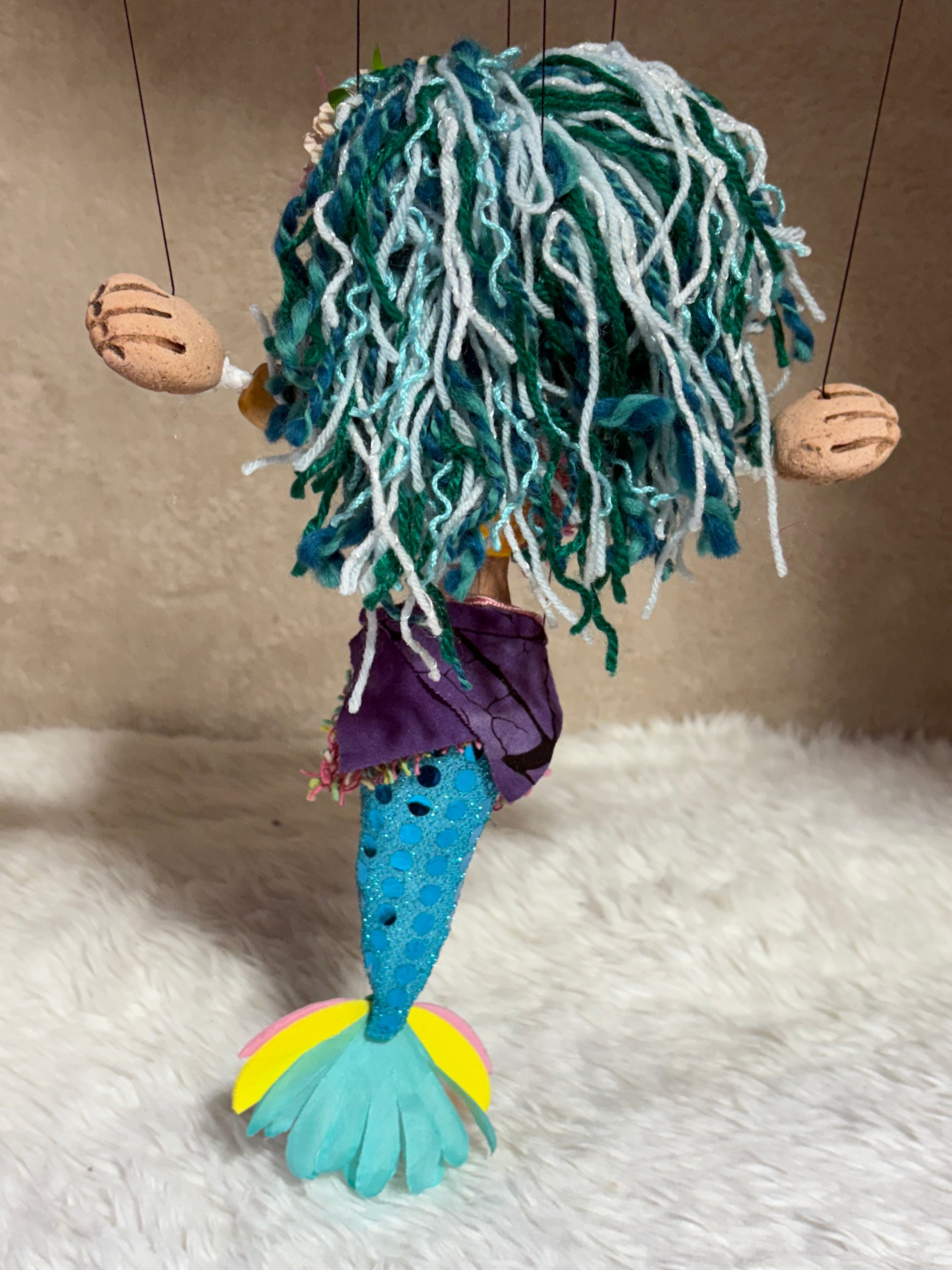 Mermaid Marionette Puppet - Handcrafted Clay Fantasy Character