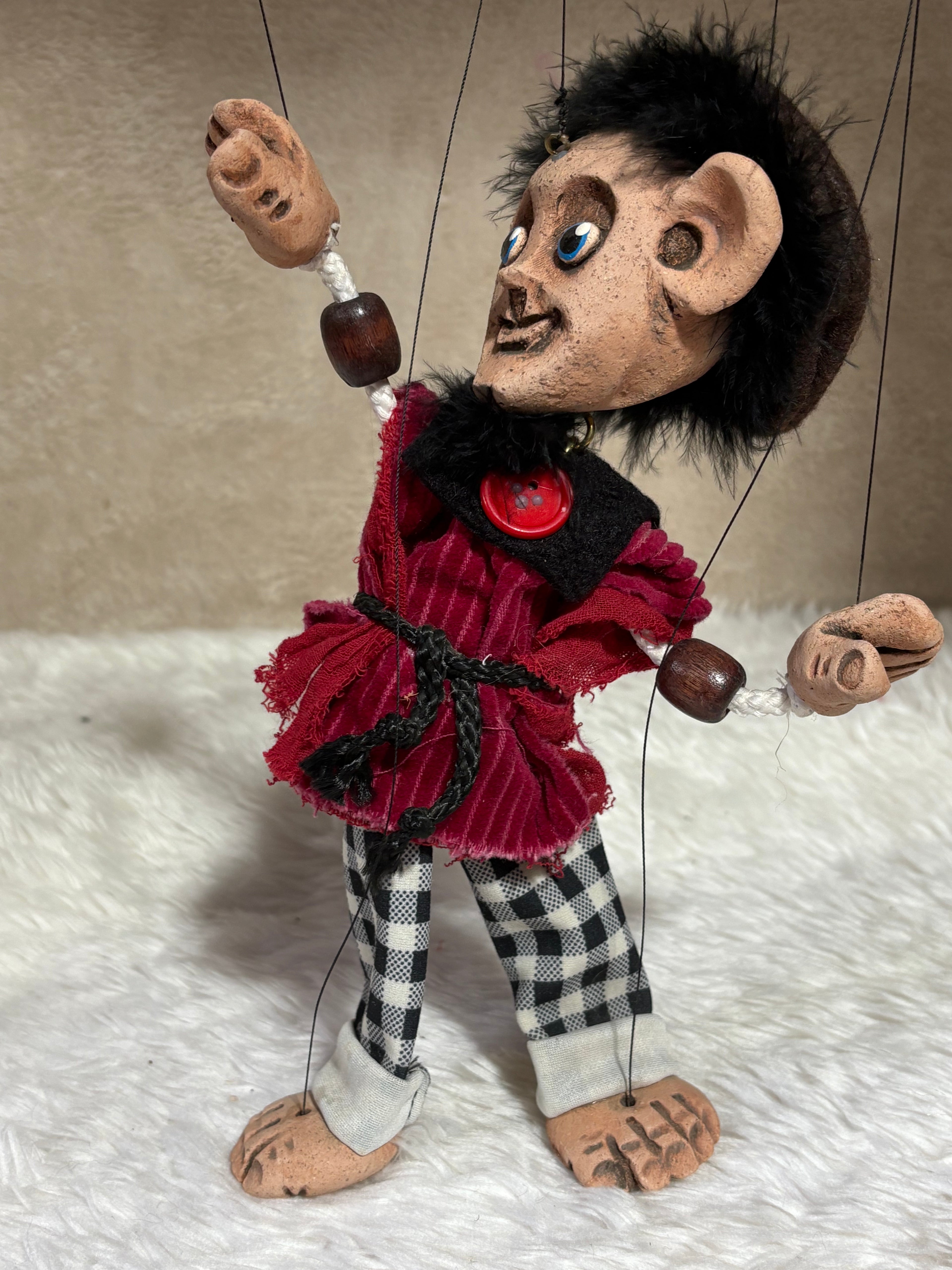 Mr. Mister Marionette Puppet - Handcrafted Clay Classic