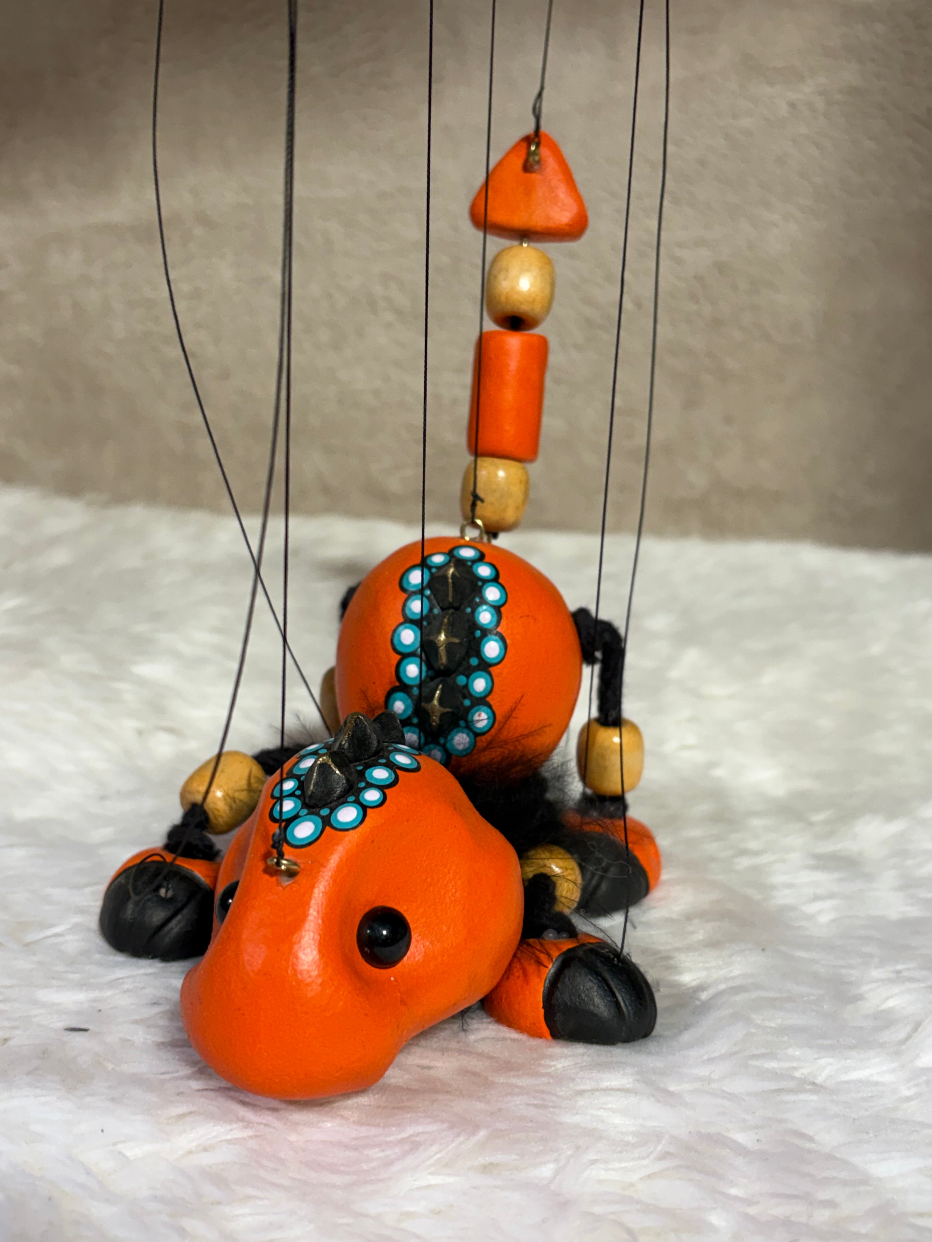 Orange Baby Dragon - Marionette Puppet