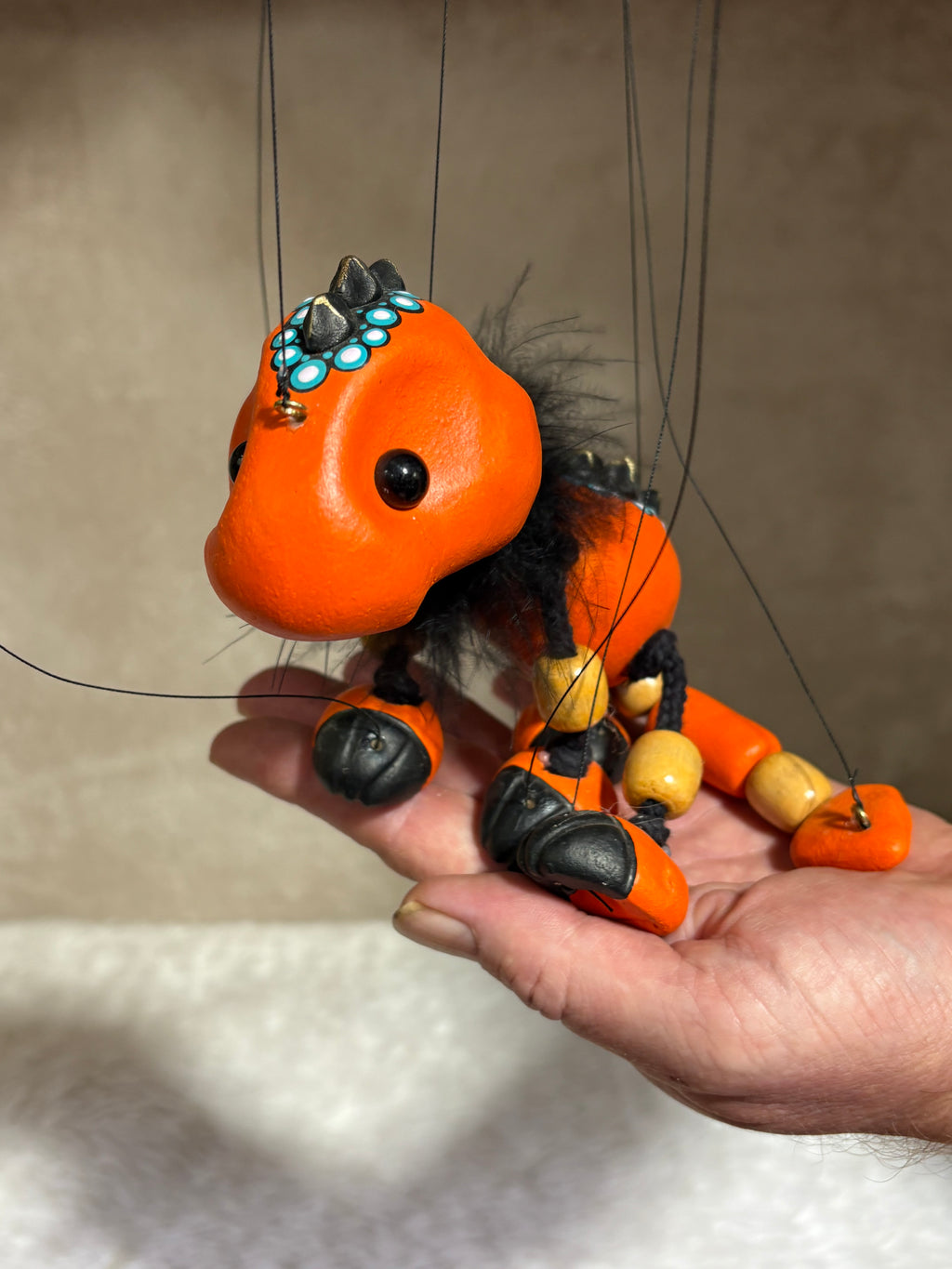 Orange Baby Dragon - Marionette Puppet