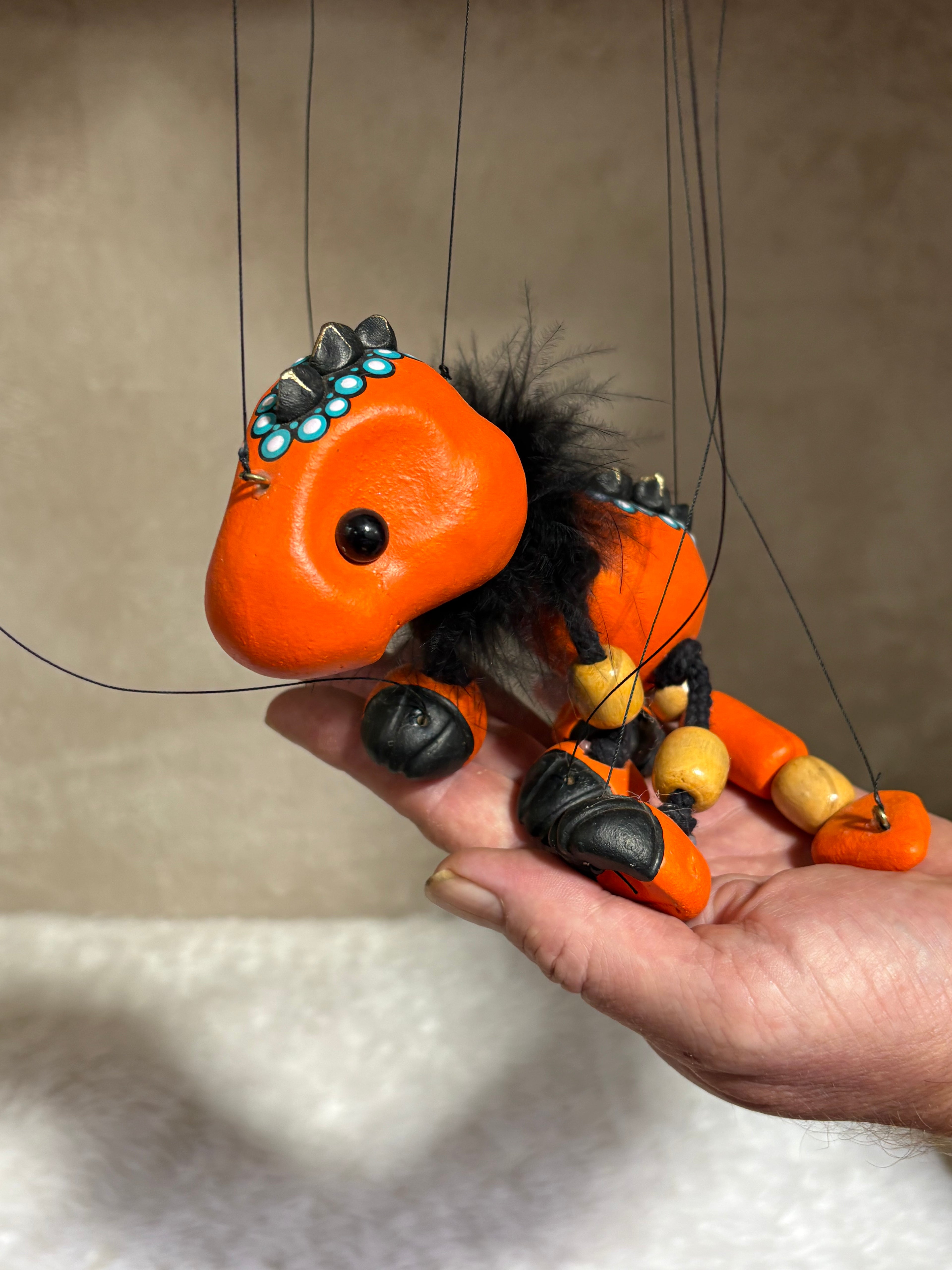 Orange Baby Dragon - Marionette Puppet
