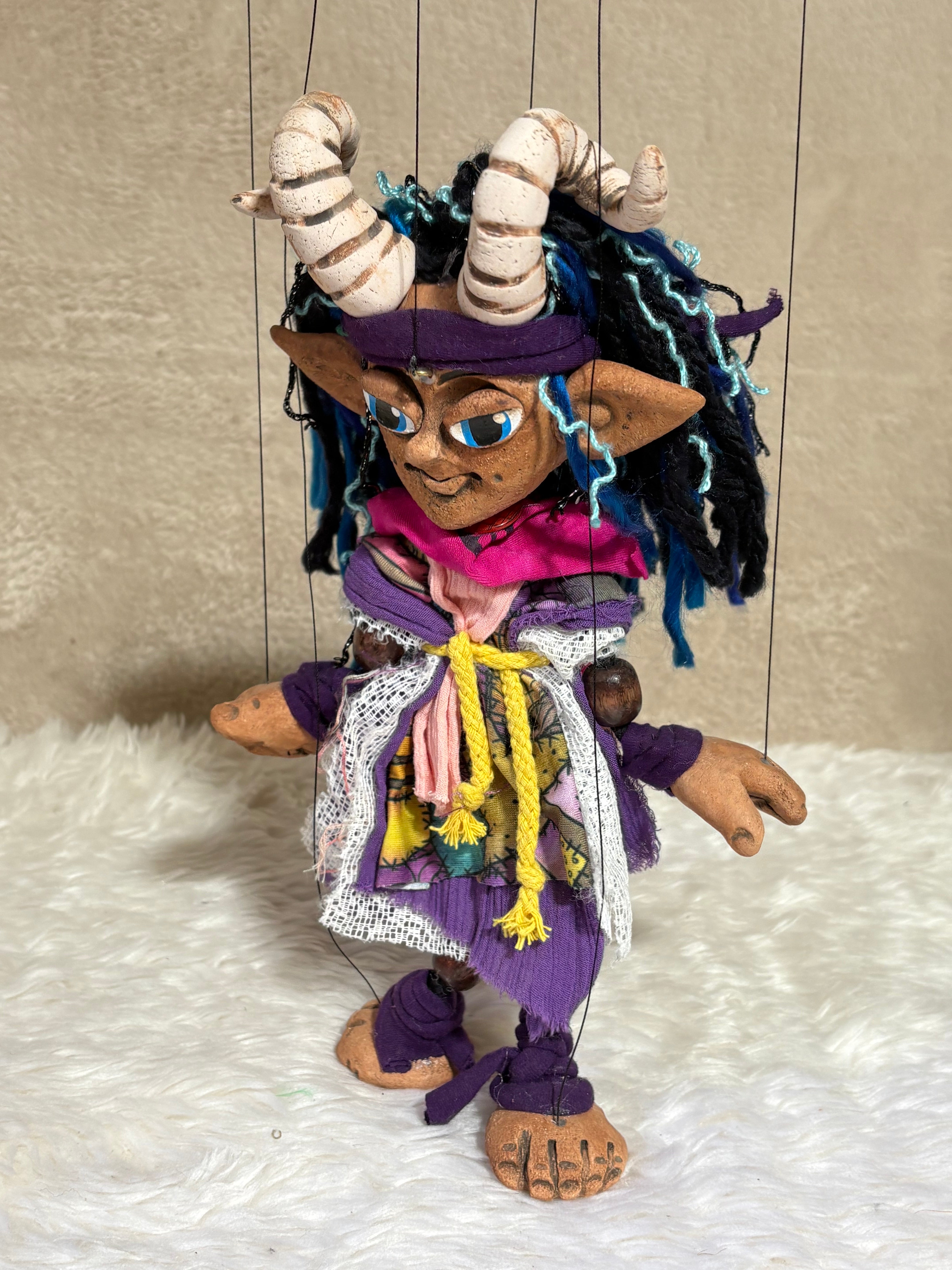 Cobble Faun Marionette Puppet – Handcrafted Fantasy String Puppet