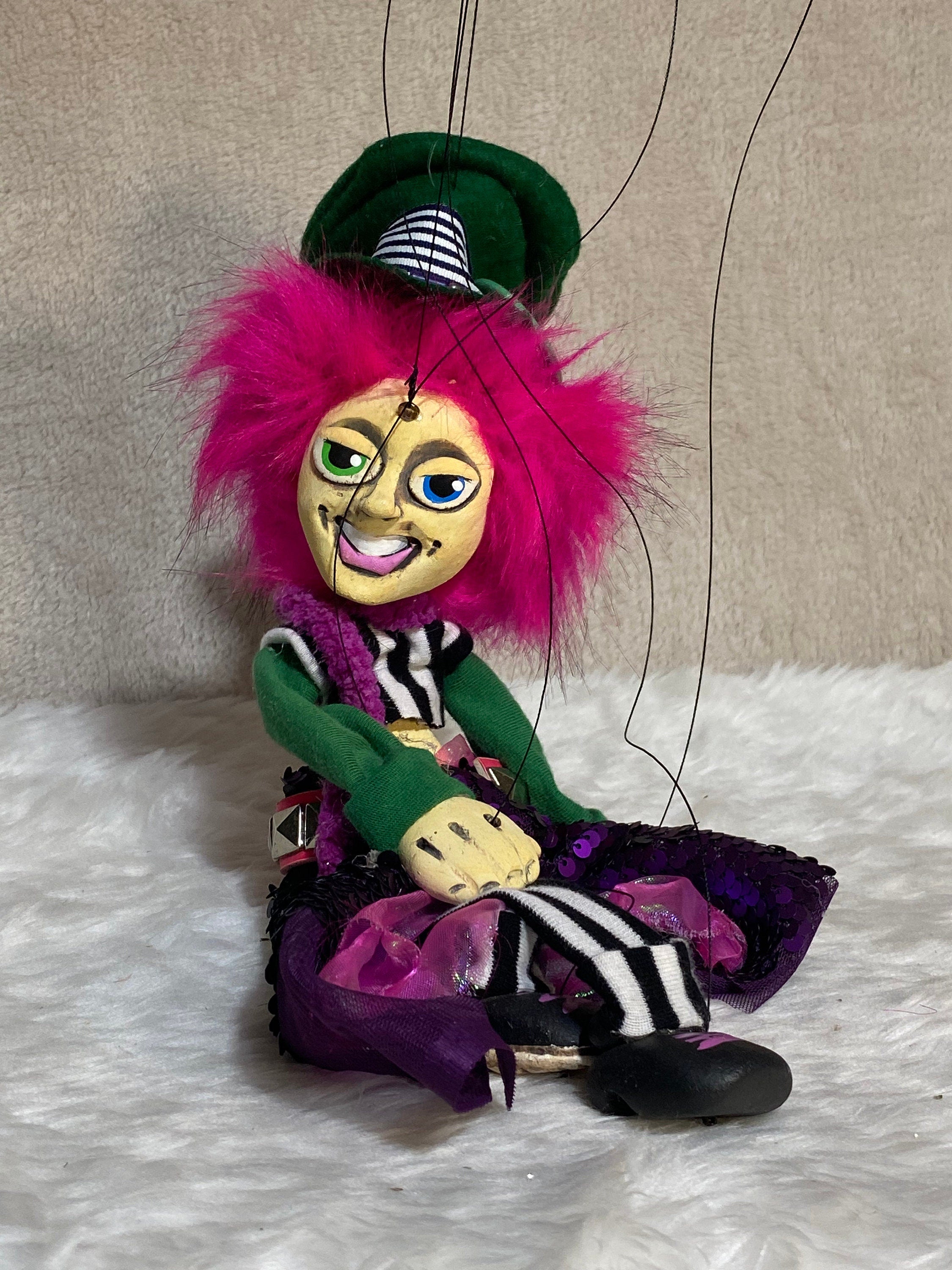 Miss Melania - Rainbow Mad Hatter Marionette