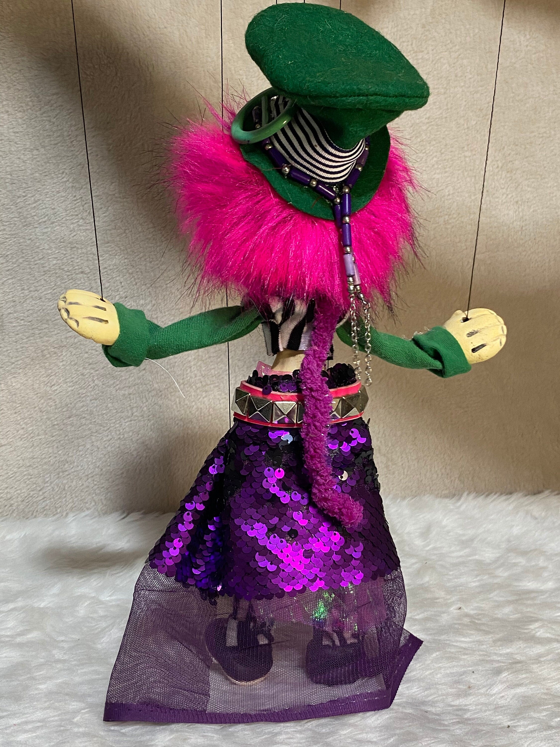 Miss Melania - Rainbow Mad Hatter Marionette