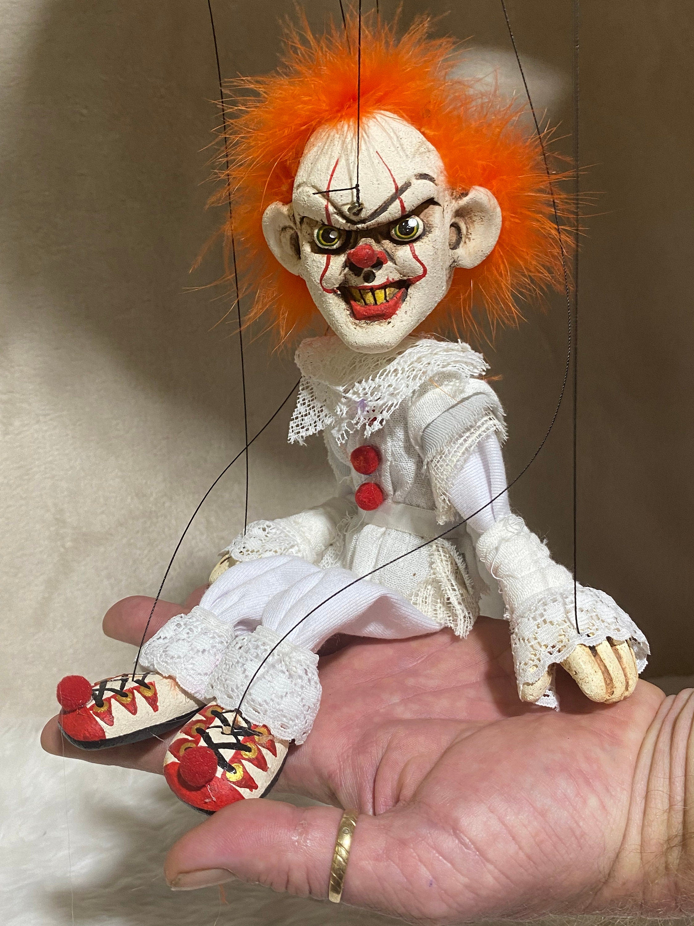 Pennywise from "It"- OOAK Marionette Puppet Handmade By The Squeaking Tribe