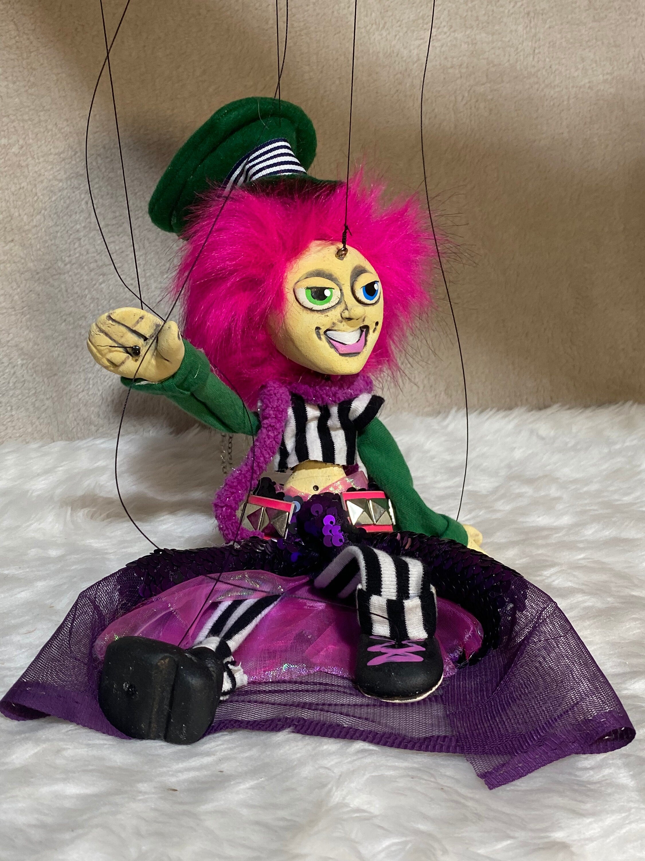 Miss Melania - Rainbow Mad Hatter Marionette