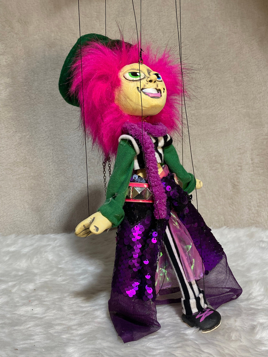 Miss Melania - Rainbow Mad Hatter Marionette