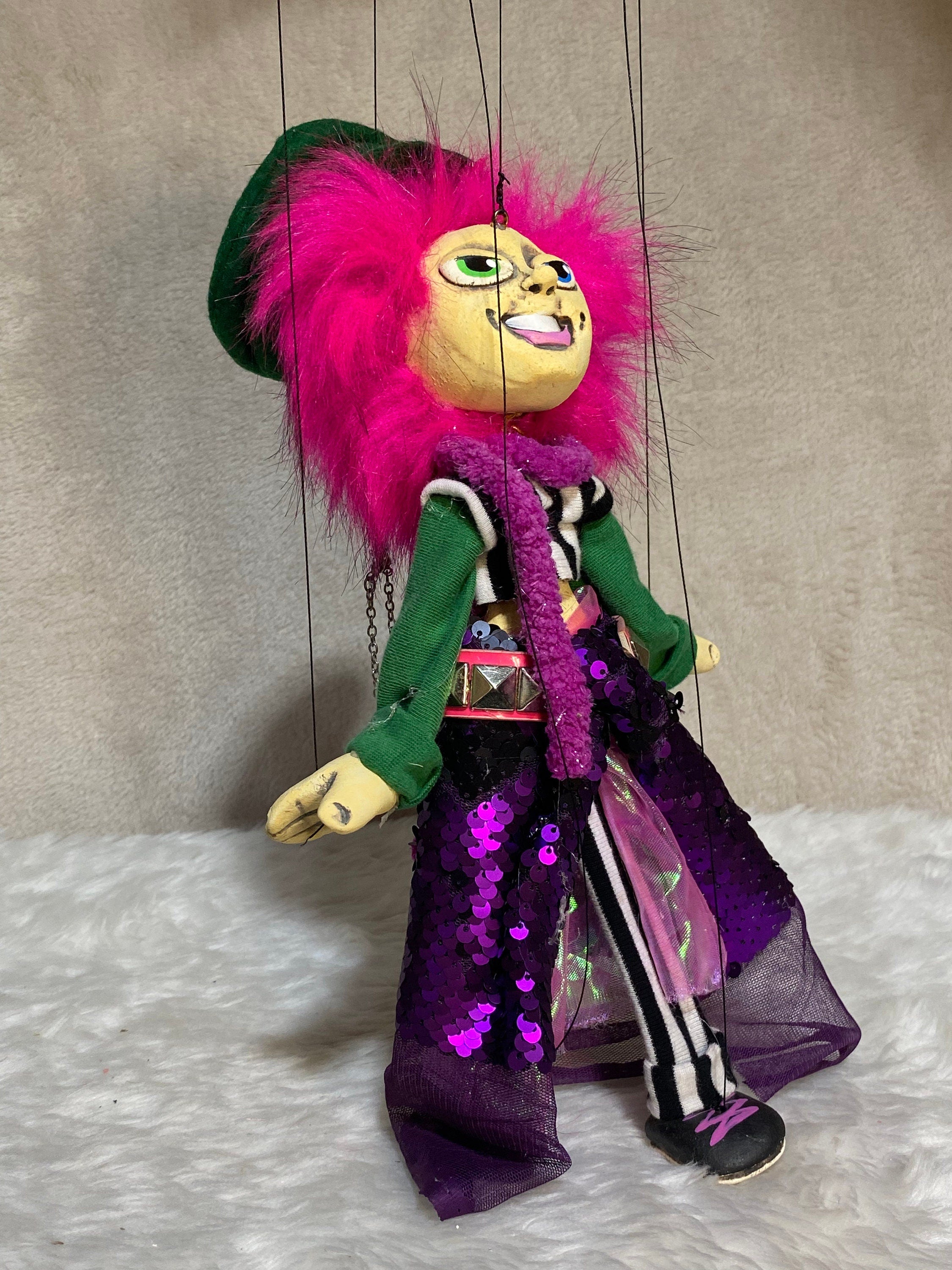 Miss Melania - Rainbow Mad Hatter Marionette