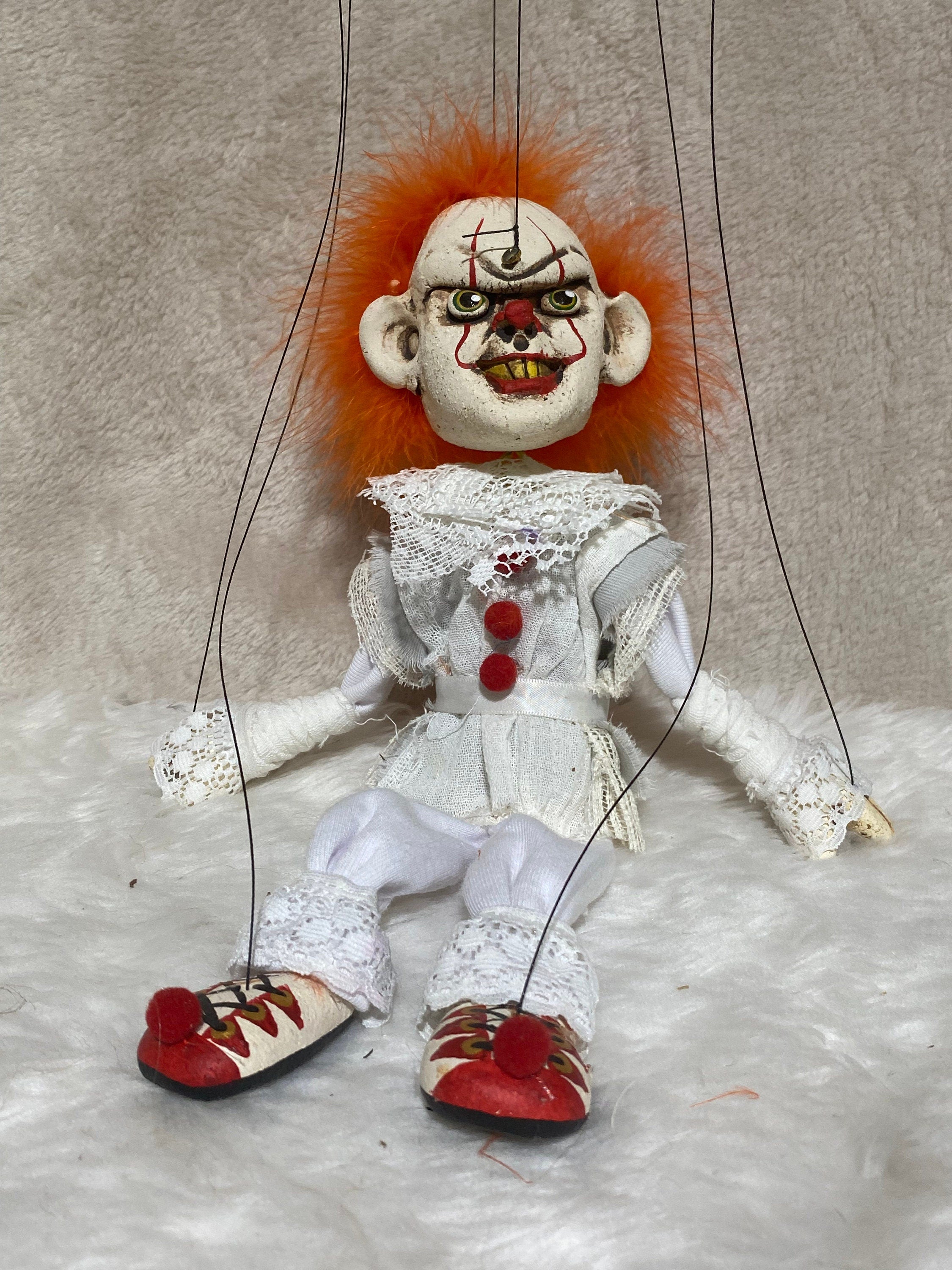 Pennywise from "It"- OOAK Marionette Puppet Handmade By The Squeaking Tribe